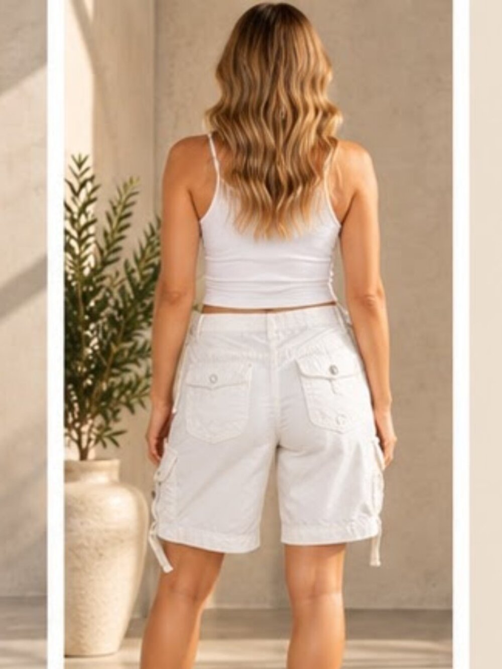 Anthropologie MÜRMÜR White Cargo Bermuda Shorts Size M Utility Y2K - Picture 3 of 11